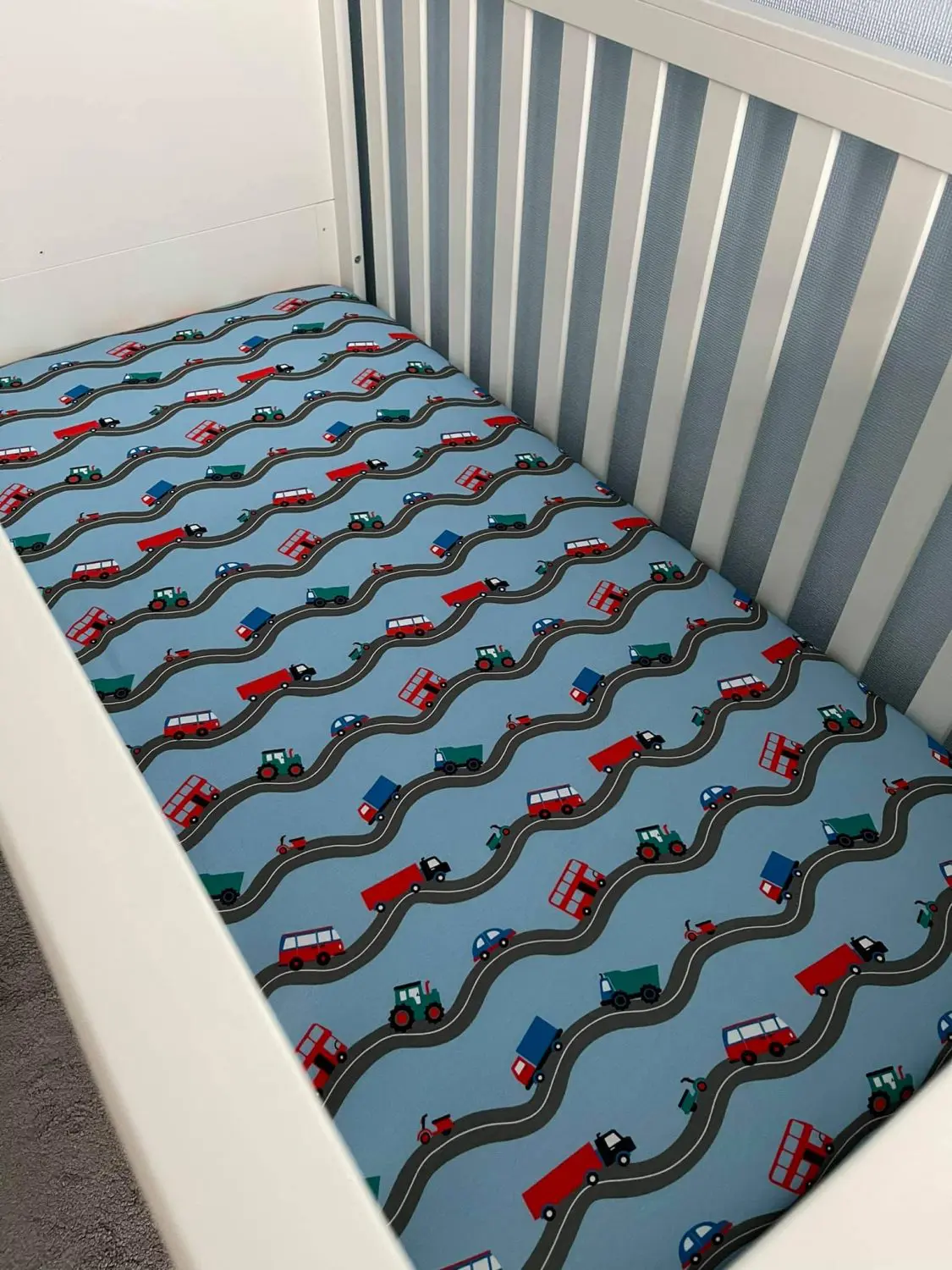 Babyboo ROADS ORGANIC COTTON BEDDYBOO FITTED SHEET -Cot 120x60 cm